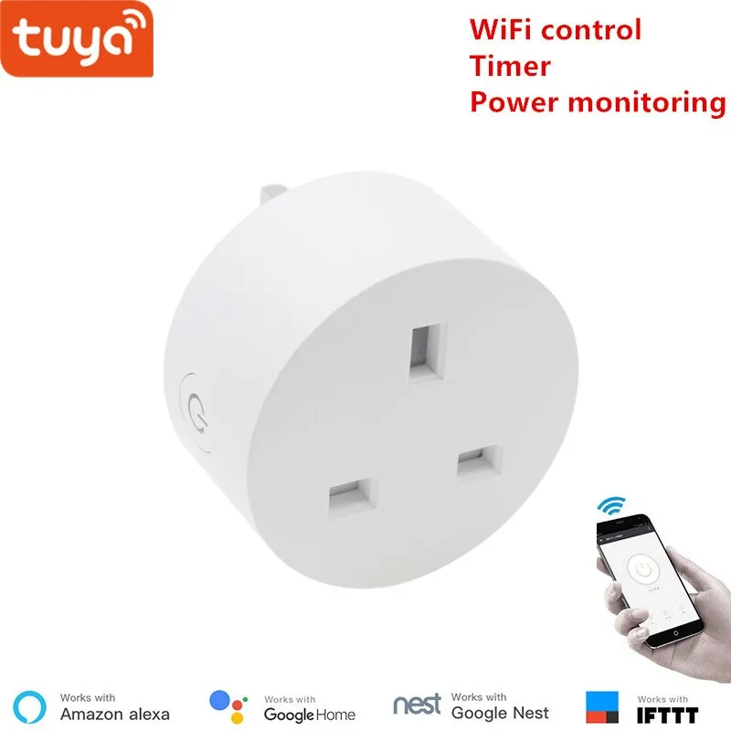 Tuya EU WiFi socket wireless plug smart home switch compatible with Google home , IFTTT ,and Alexa voice control
