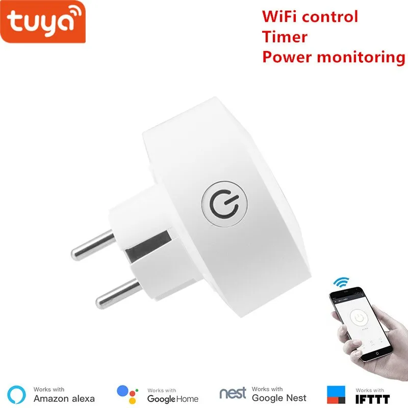 Tuya EU WiFi socket wireless plug smart home switch compatible with Google home , IFTTT ,and Alexa voice control