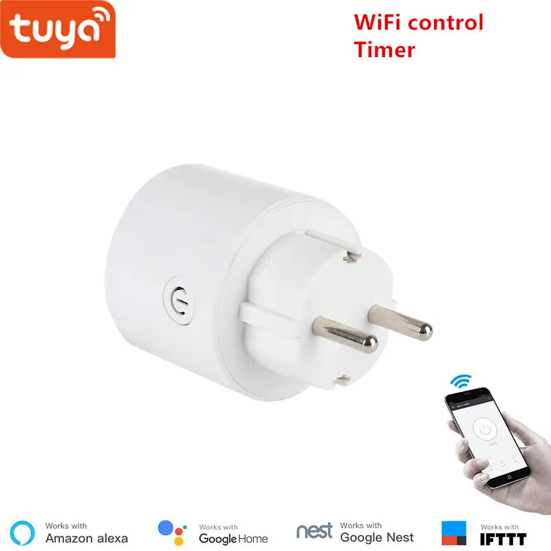 Tuya EU WiFi socket wireless plug smart home switch compatible with Google home , IFTTT ,and Alexa voice control