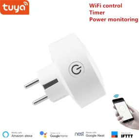 Tuya EU WiFi socket wireless plug smart home switch compatible with Google home , IFTTT ,and Alexa voice control
