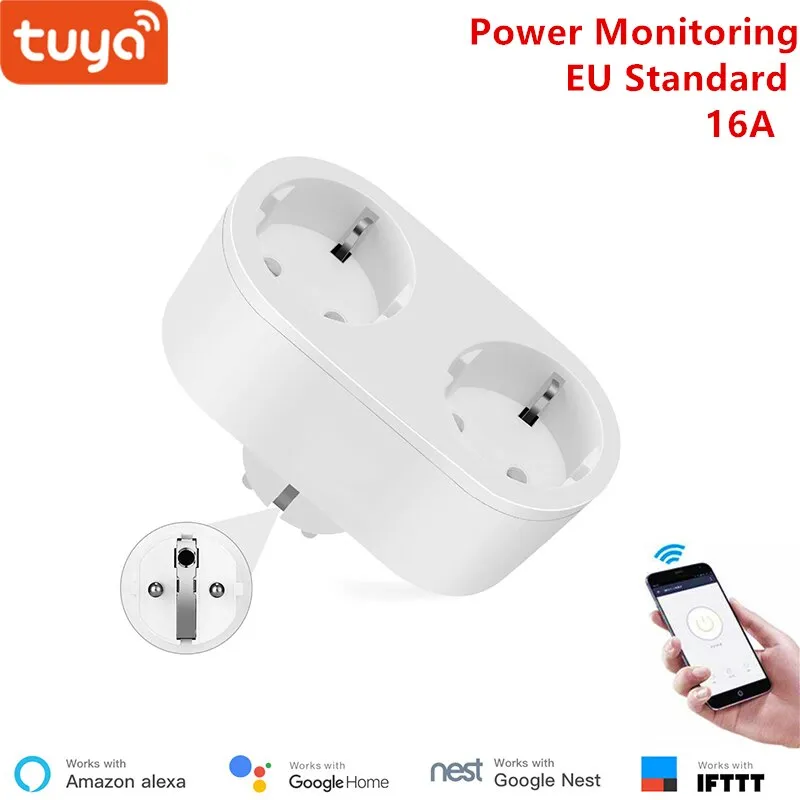 Tuya EU WiFi socket wireless plug smart home switch compatible with Google home , IFTTT ,and Alexa voice control