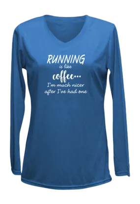 Women's Reflective Long Sleeve Shirt - Running is Like Coffee