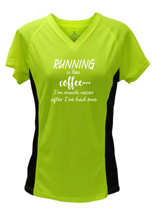 Women's Reflective Short Sleeve Shirt - Running is Like Coffee