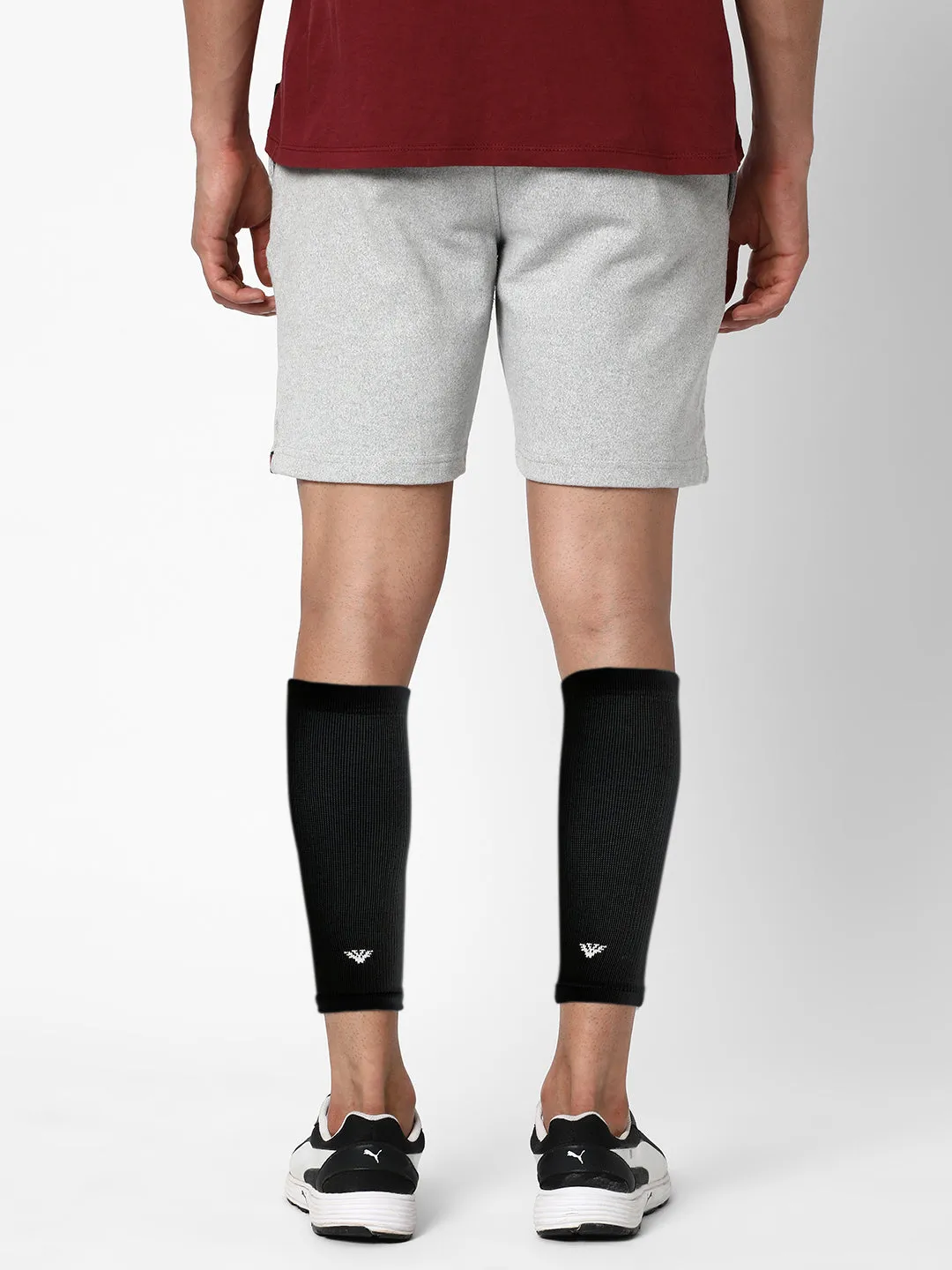 Young Wings Antibacterial Bamboo Fabric Calf Compression Sleeves for Unisex - Pack of 2 Pairs, Colour: Black